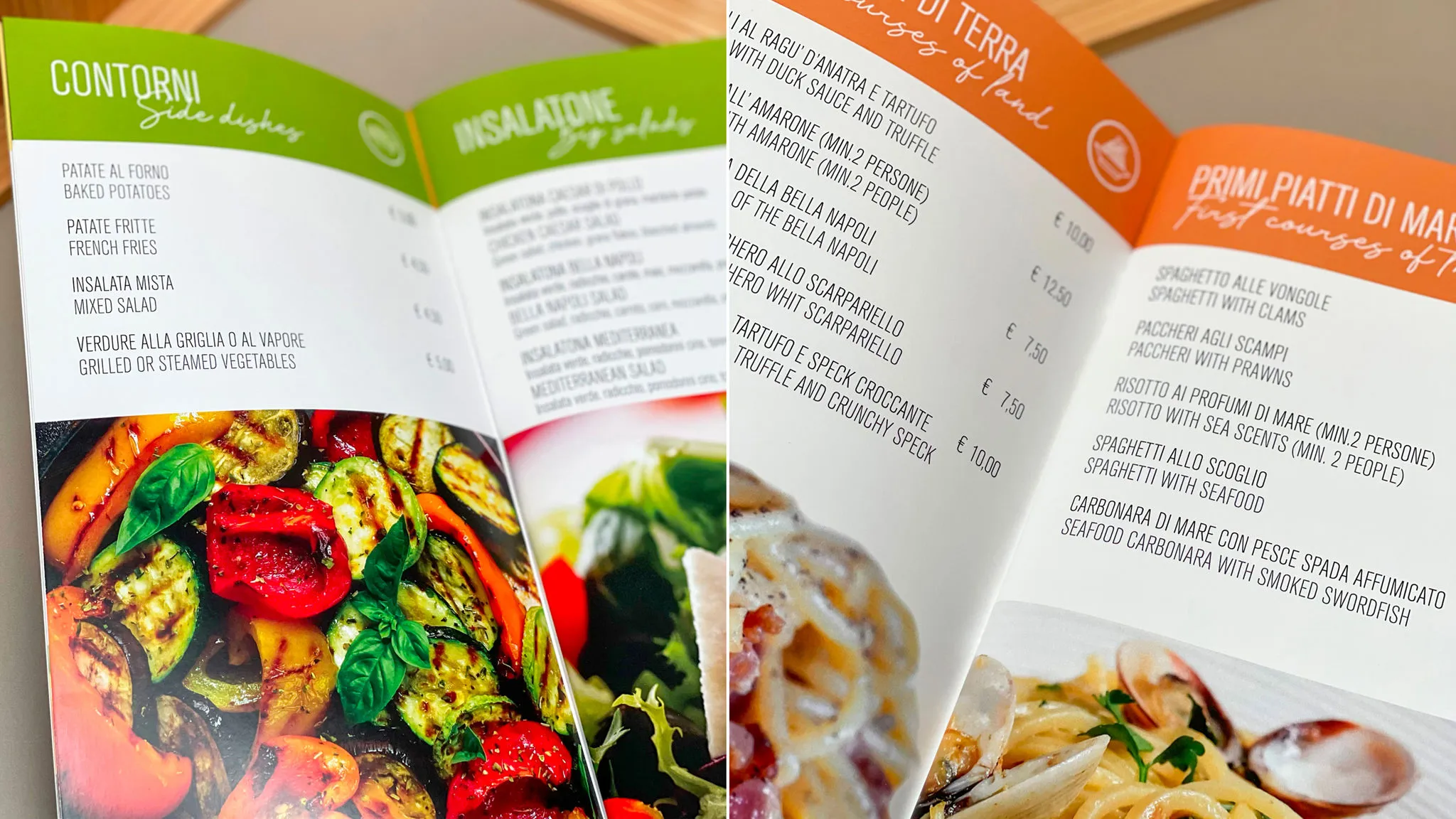 Foto di una stampa di menu personalizzato